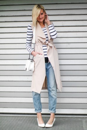 Sleeveless Trenchcoat,Striped Shirt,Boyfriendjeans - fashionargument (Freizeit & Streetwear, Bilder) | Style my Fashion