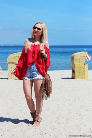 Red boho blouse - Say me Justine (Beach Look & Urlaubsoutfit, Bilder) | Style my Fashion