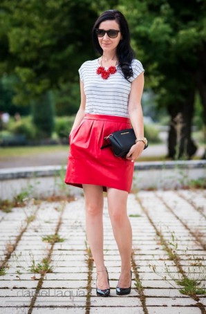 Red leather skirt | Style my Fashion