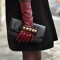 burgundy long gloves and stripes | Style my Fashion